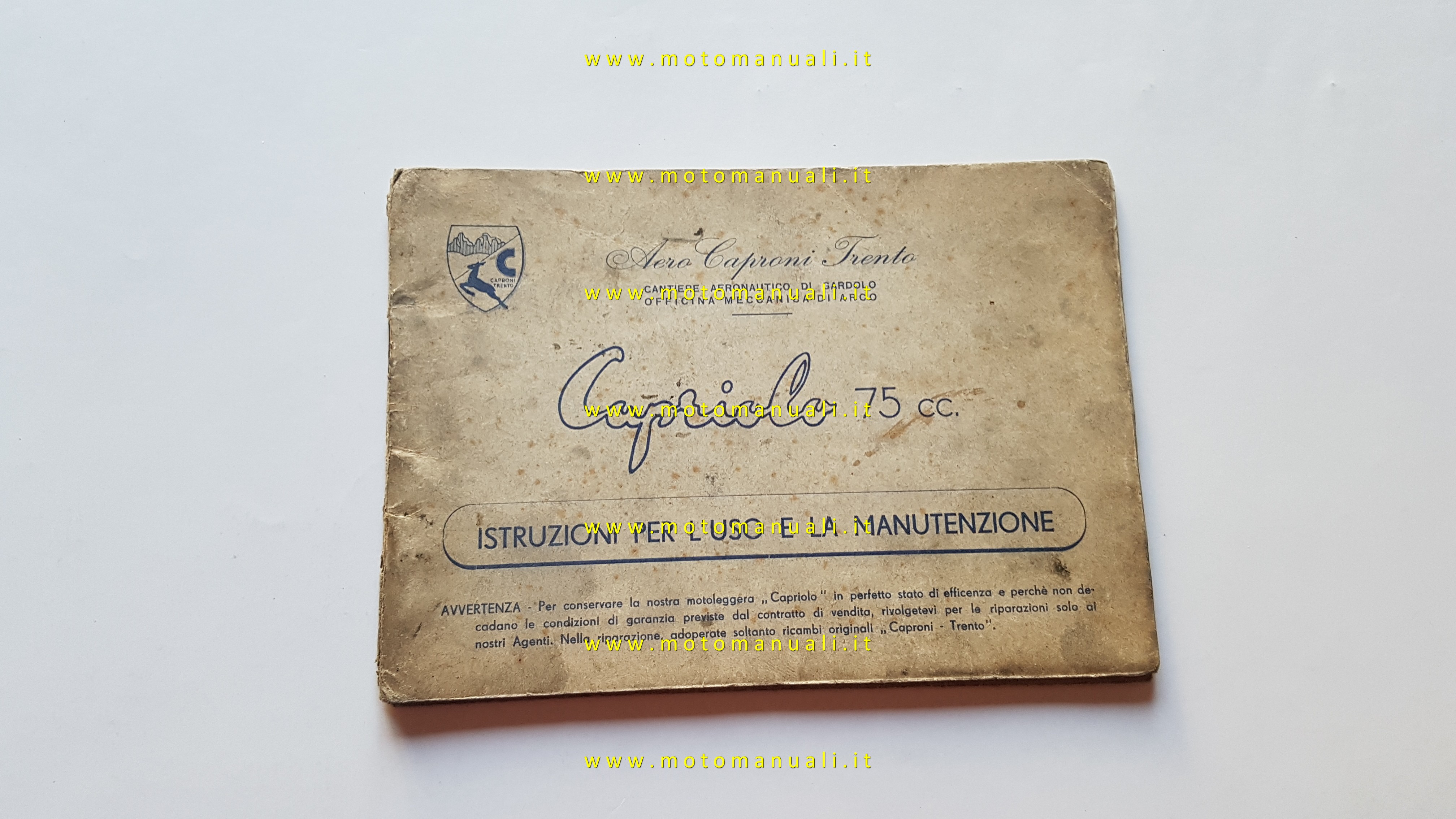 Aerocaproni Capriolo 75 manuale uso + catalogo ricambi