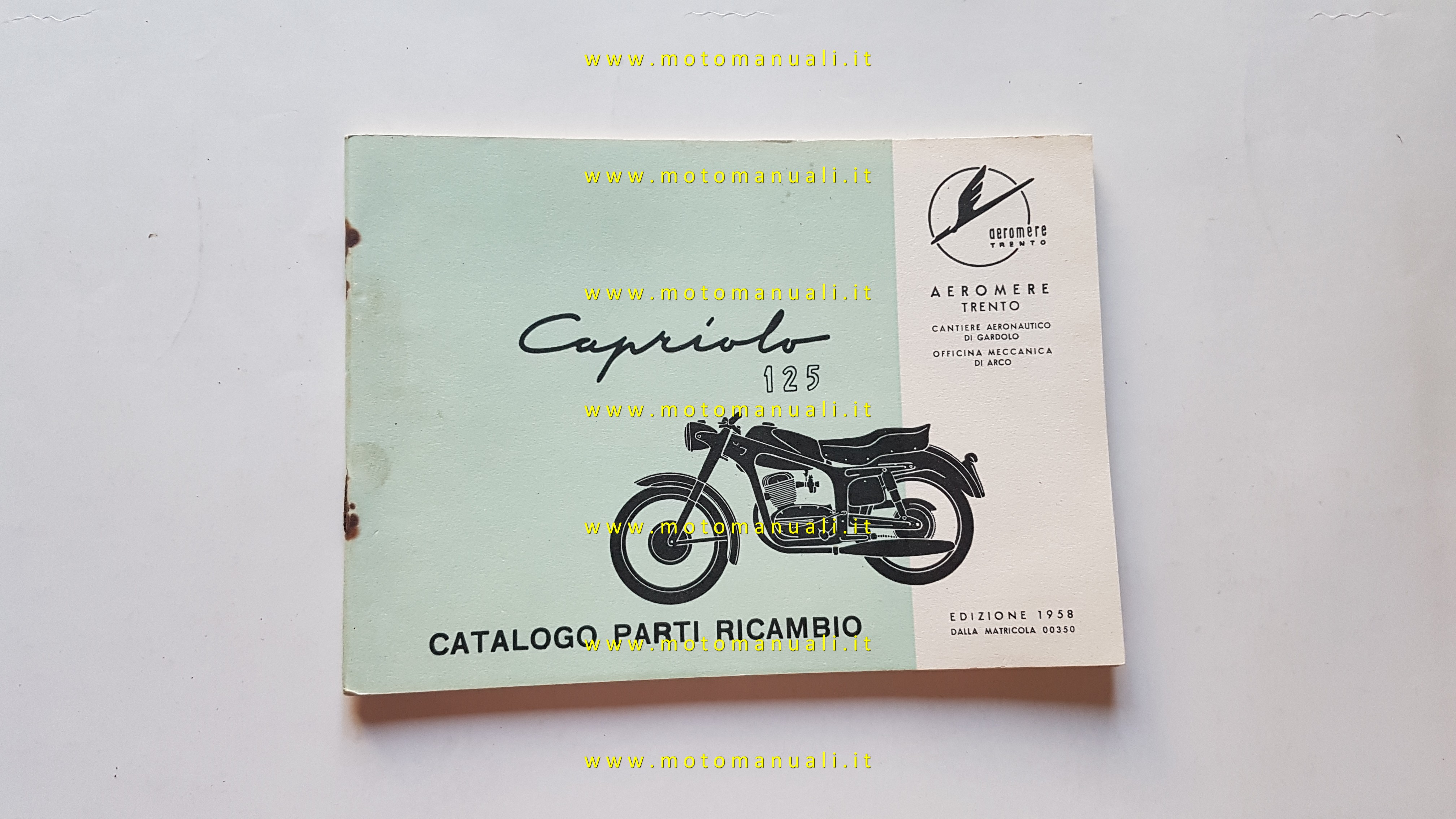 Aeromere Capriolo 125 1958 catalogo ricambi originale