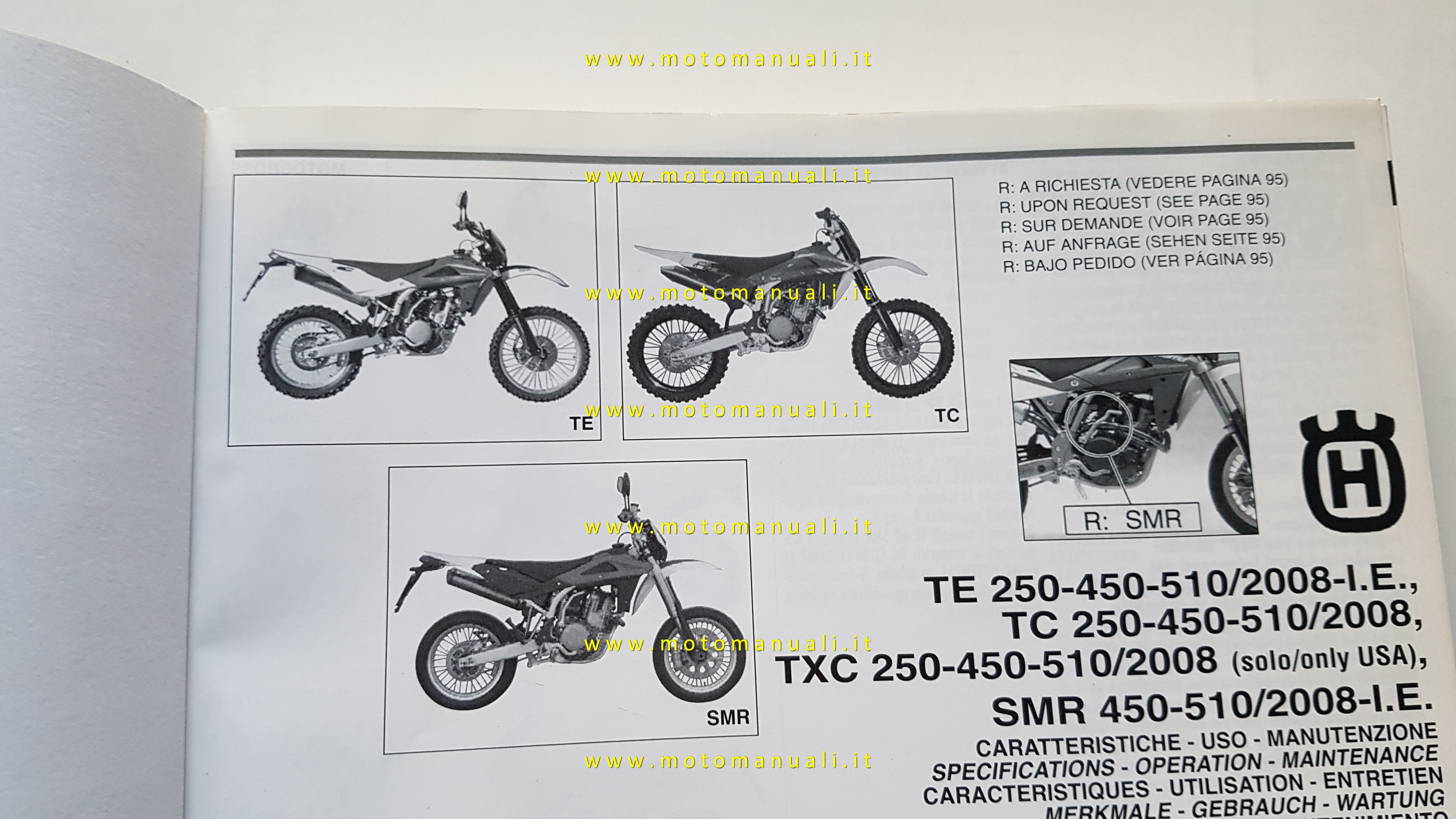 Owners manuals: Husqvarna TE TC TCX SMR 250-450-510 2008 manuale