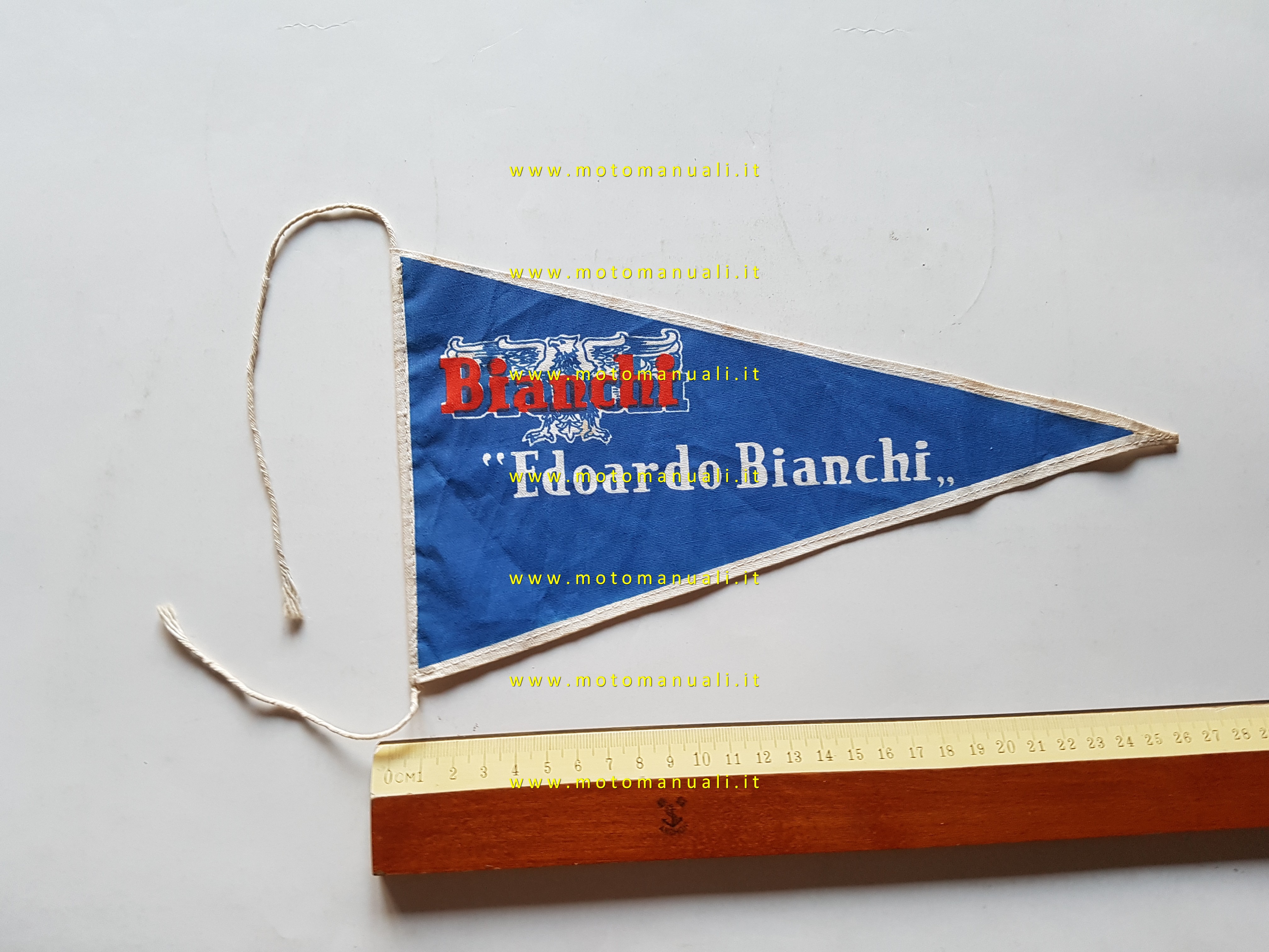 Bianchi Edoardo bandierina pubblicitaria originale anni 50 vintage pennant