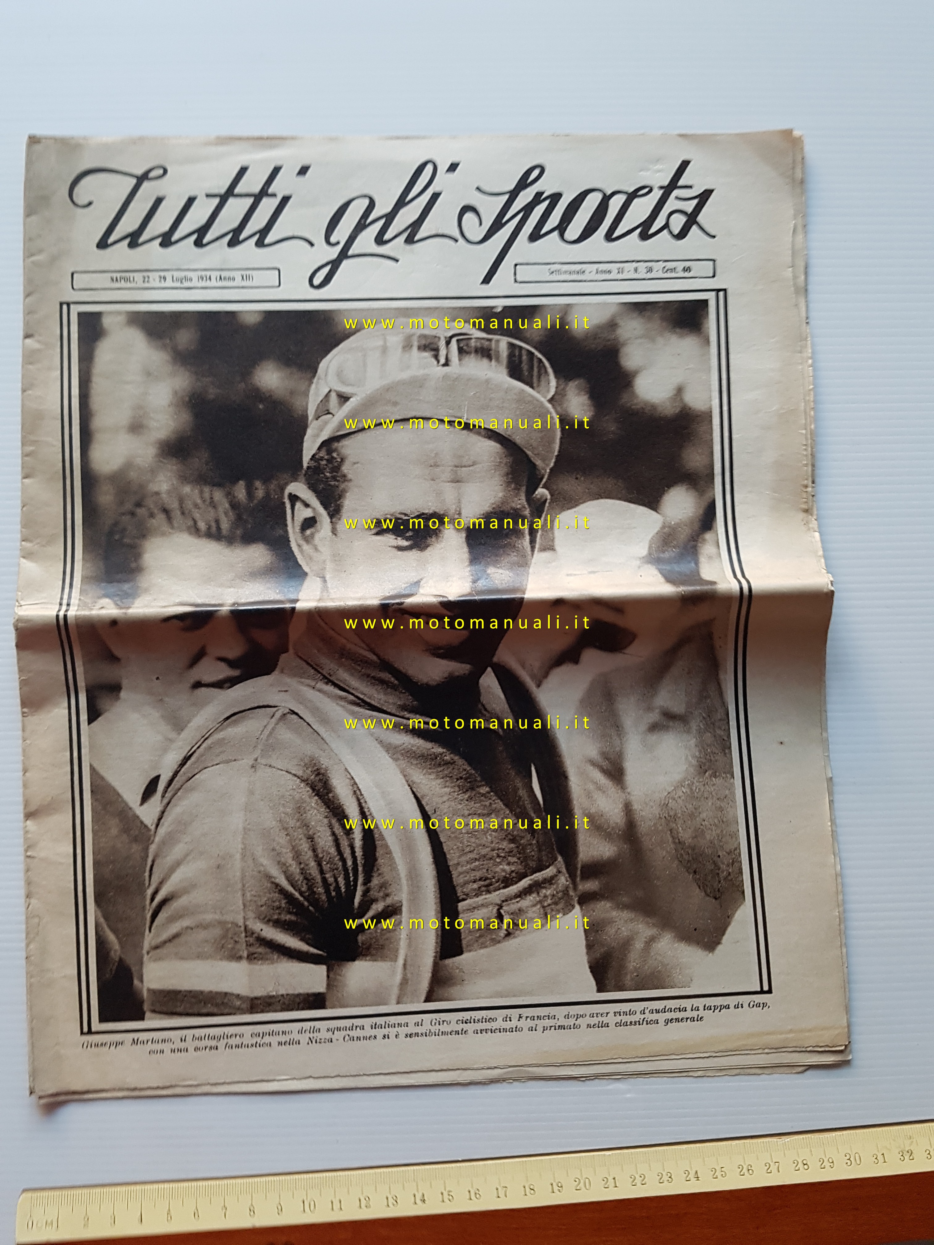 Tutti gli Sports rivista anteguerra Martano Tour de France luglio 1934 originale