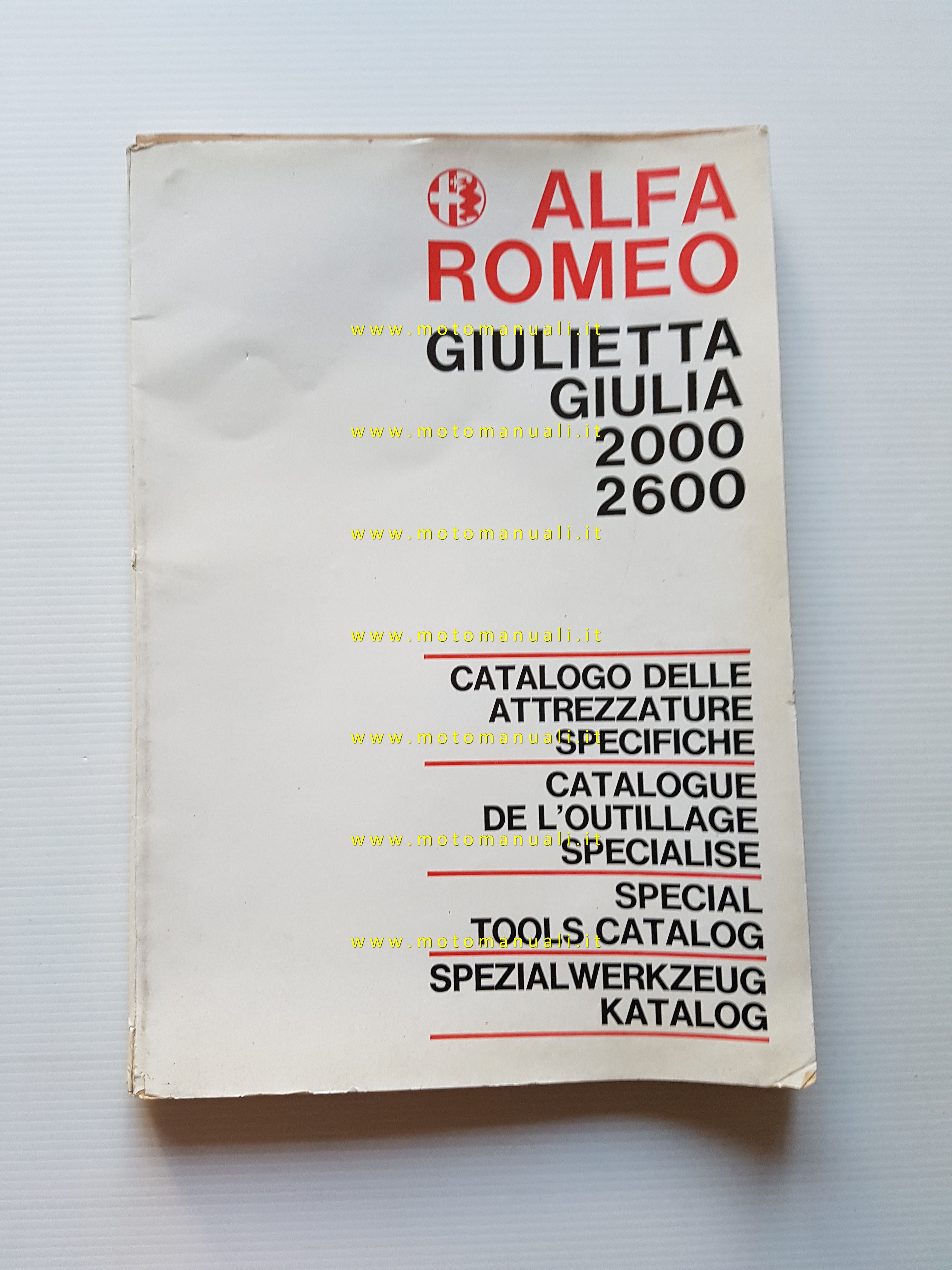 Alfa Romeo 2600 2000 Giulietta Giulia 1966 catalogo attezzi speciali officina