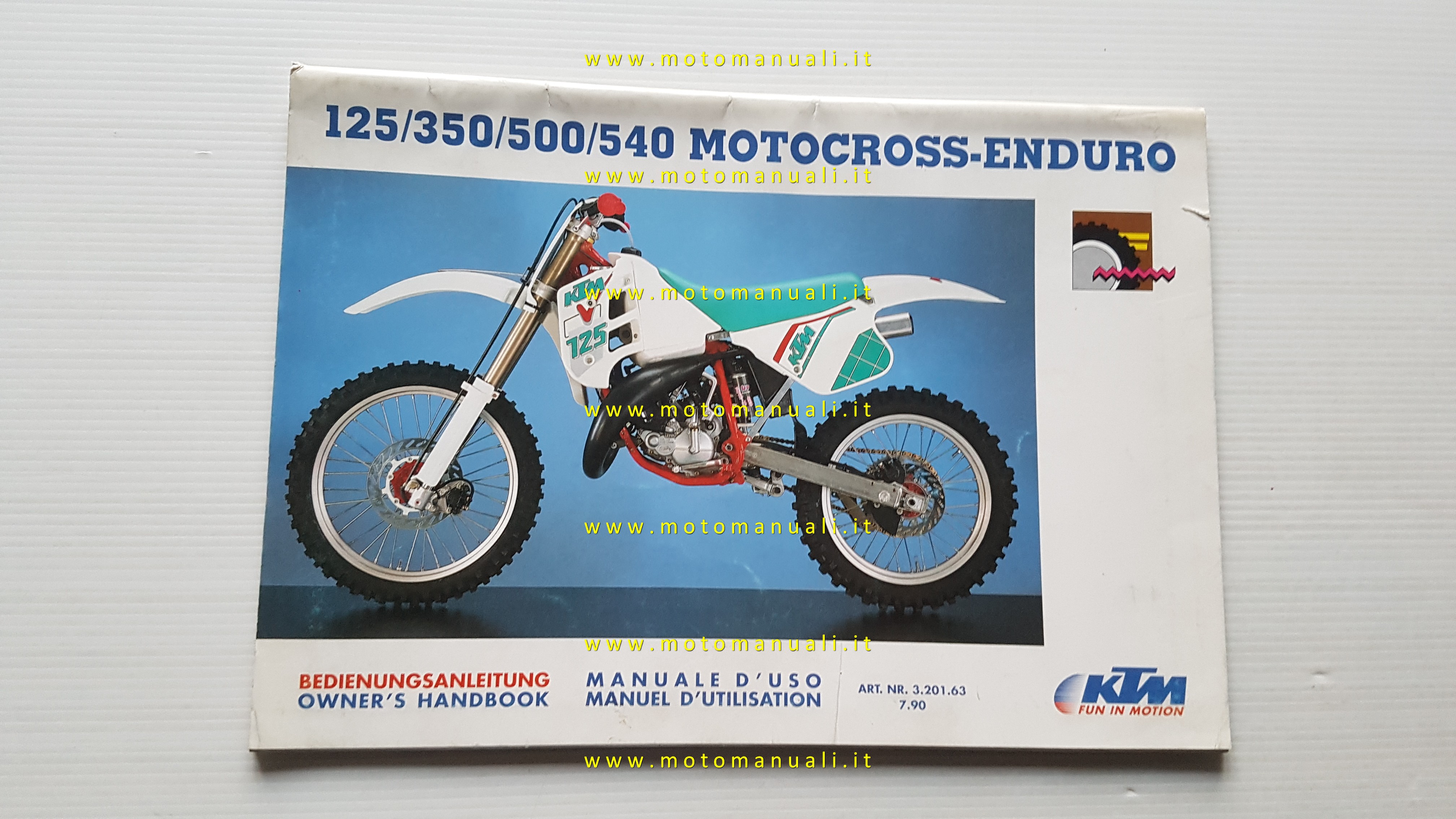 KTM 125 350 500 540 1990 manuale uso manutenzione originale italiano