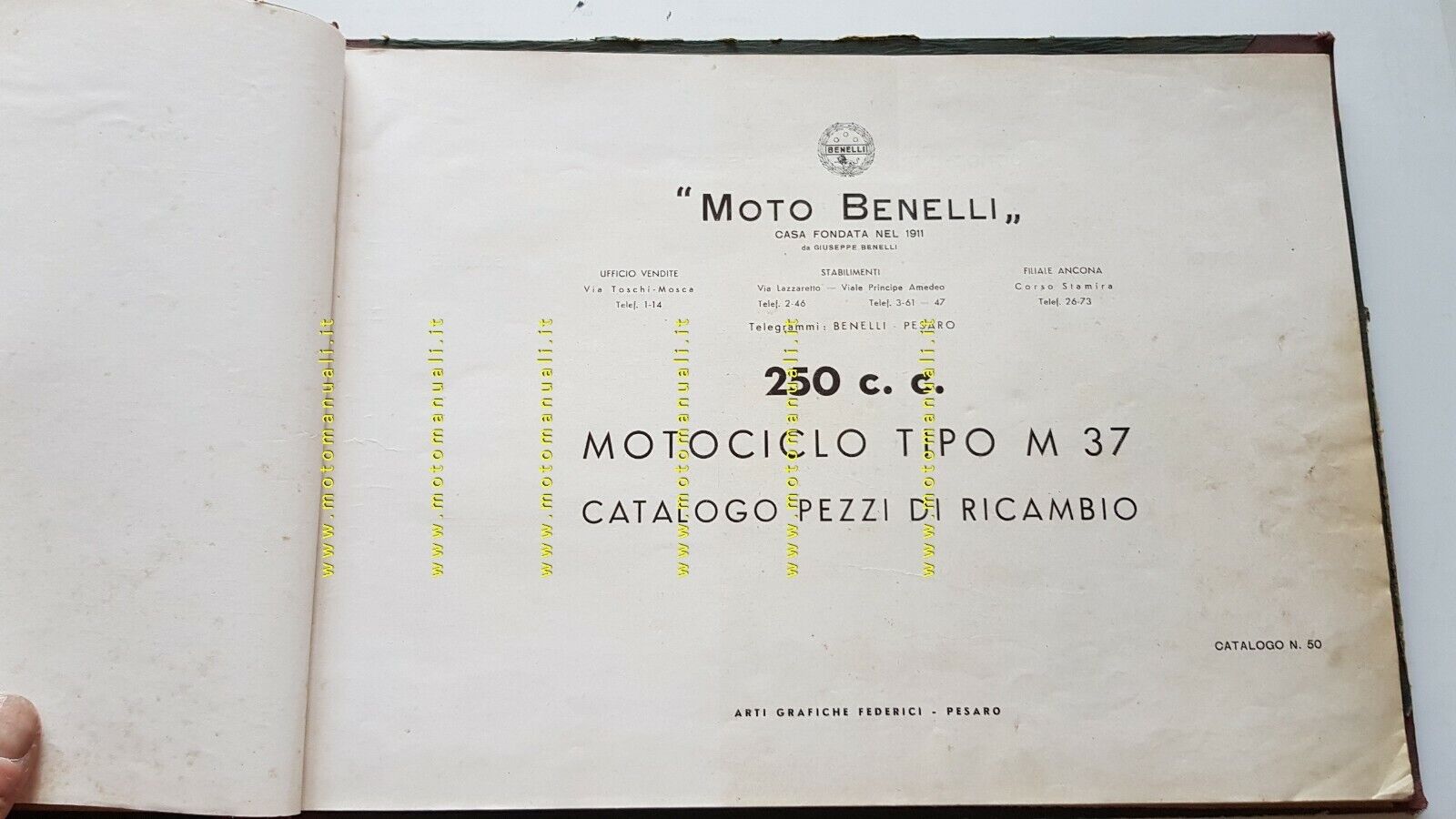 Benelli 250 M37 1937 catalogo ricambi originale anteguerra spare parts catalogue