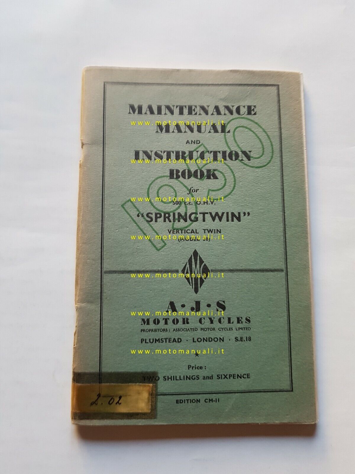 AJS modelli Springtwin 1950 manuale uso manutenzione INGLESE originale  