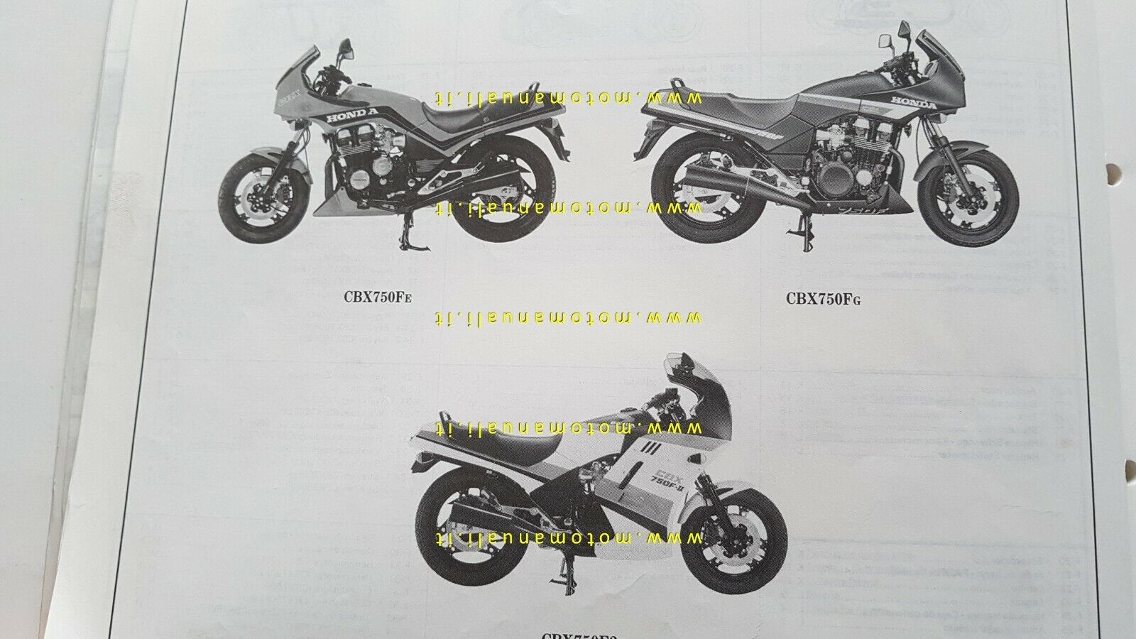 Spare parts and accessories for HONDA CBX 750 F