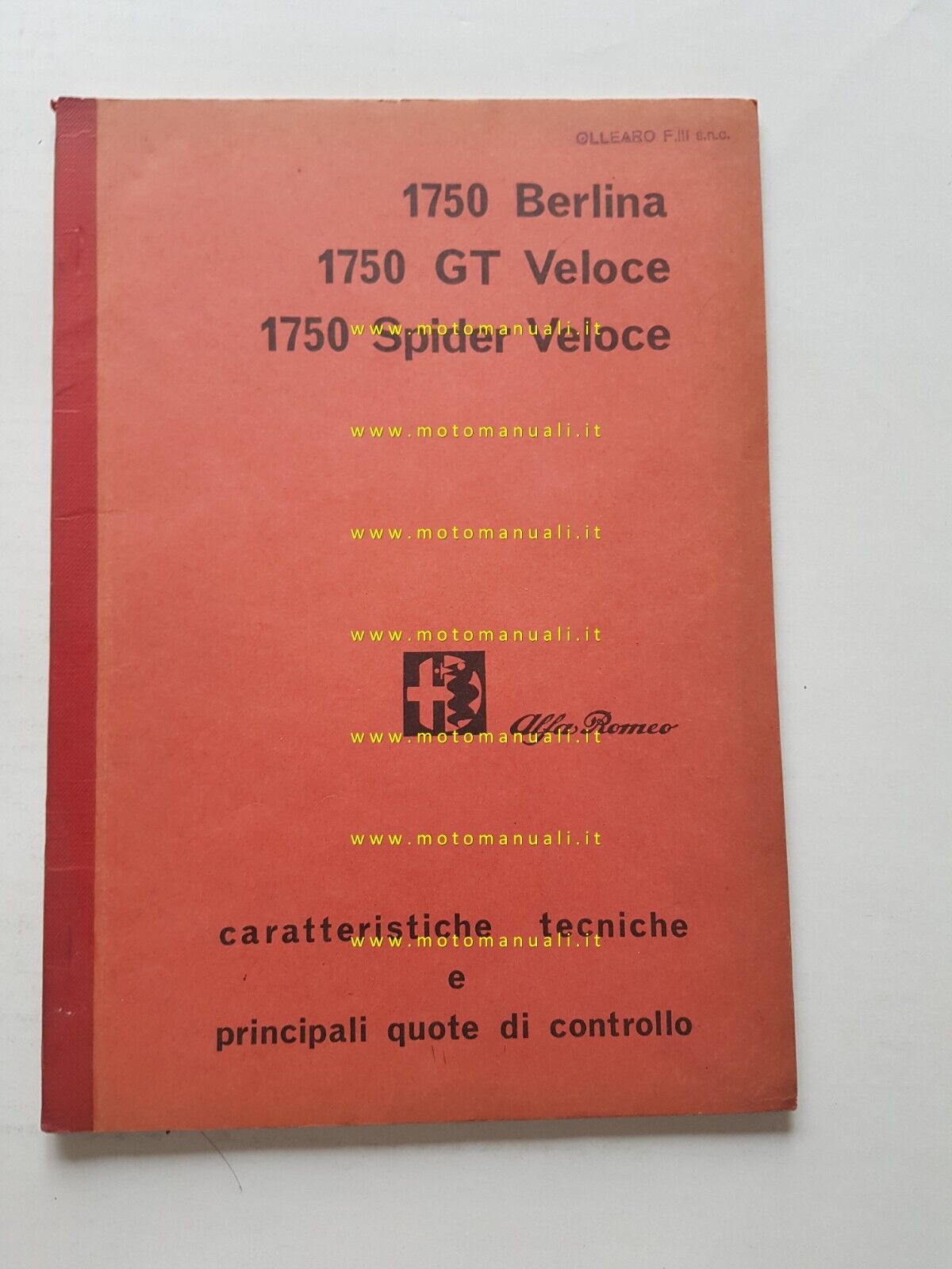 Alfa Romeo 1750-GT \ Spider Veloce '68 manuale officina caratteristiche tecniche