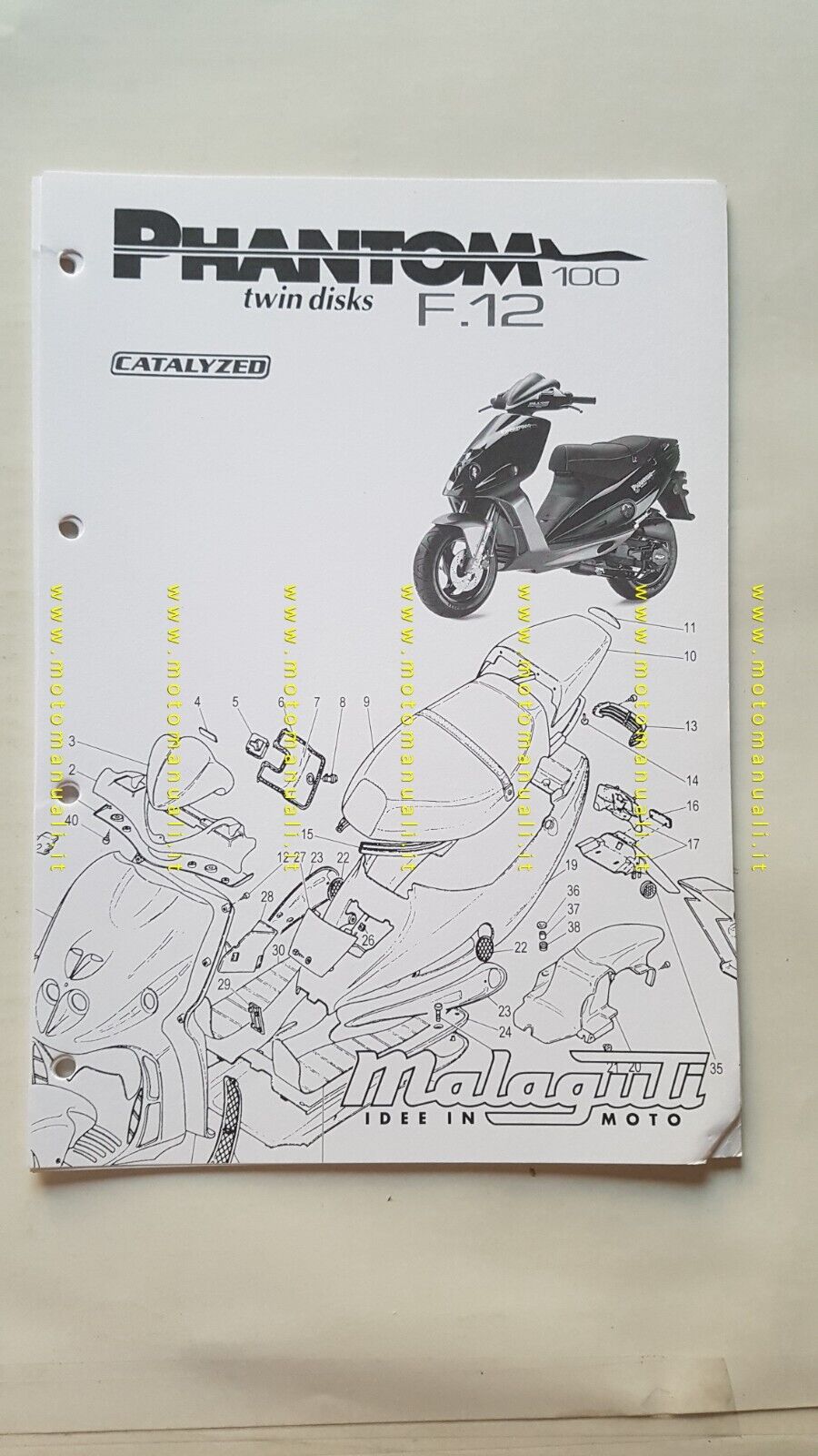 Spare parts catalogs: Malaguti PHANTOM F12 100 anni 90 catalogo ricambi  originale spare parts list
