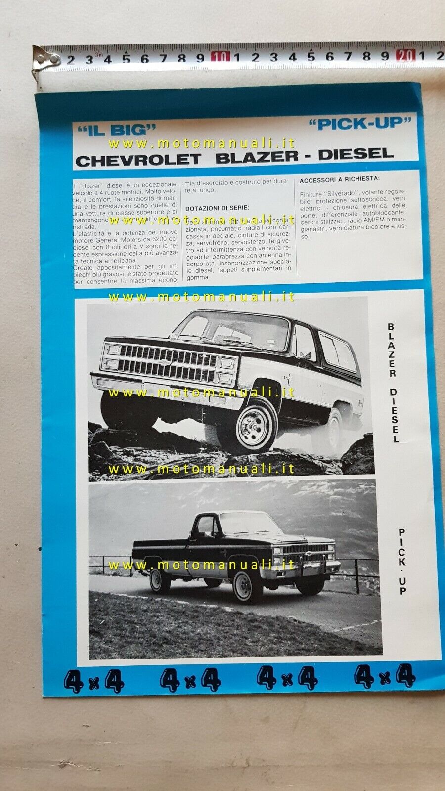 Chevrolet Blazer - Blazer Diesel 1985 depliant ITALIANO originale