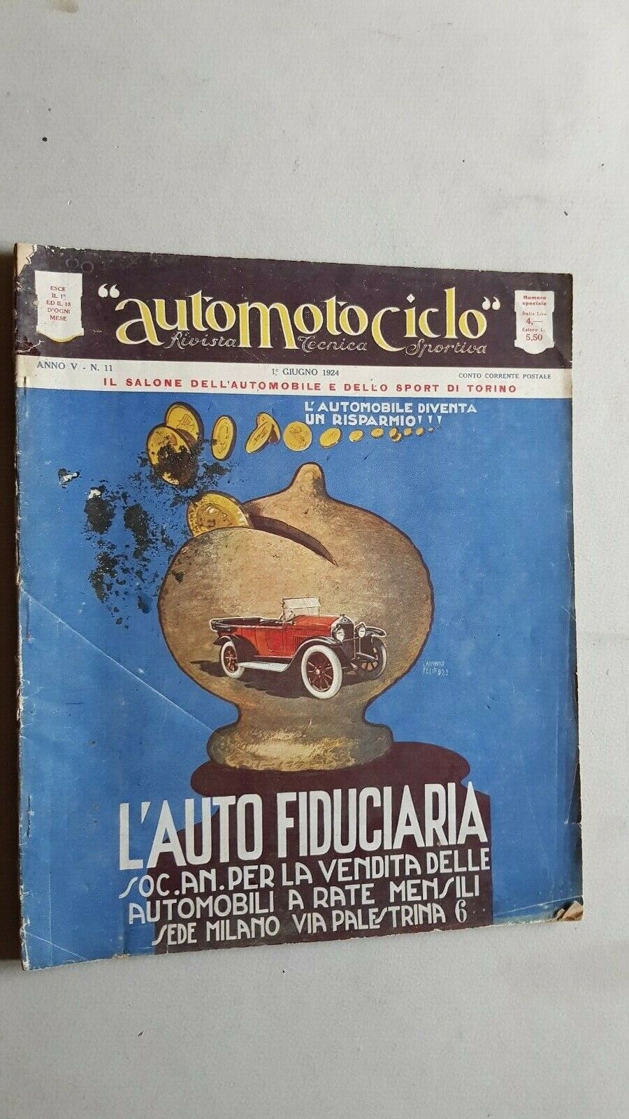 AutoMotoCiclo rivista anteguerra fascicolo per Salone Torino n.11 1924