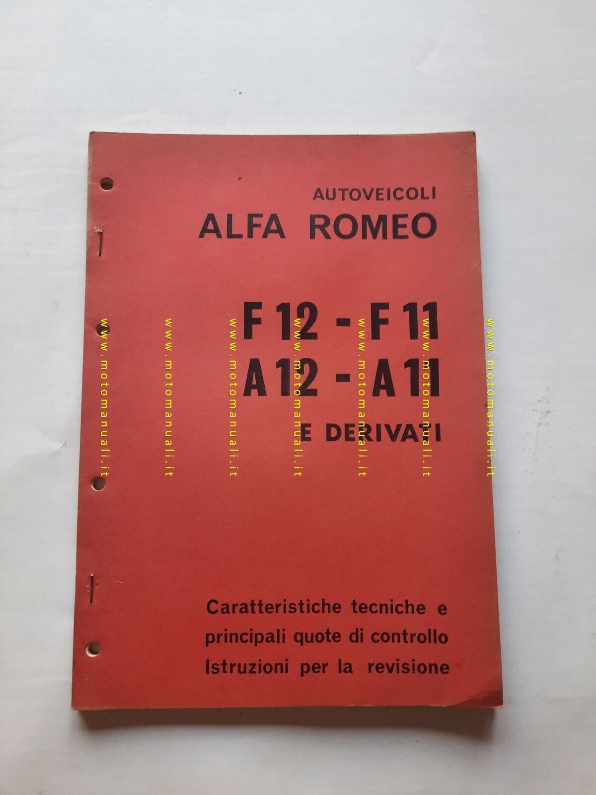 Alfa Romeo F11-12 A11-12 1973 manuale officina caratteristiche tecniche  